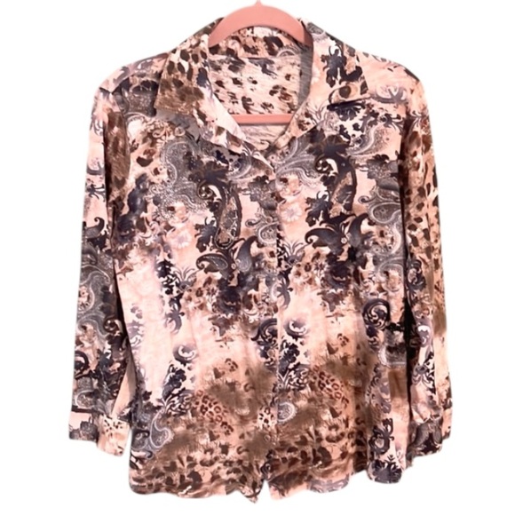 Soft Surroundings Wild Side Button Shirt Floral Animal Print - Picture 1 of 9